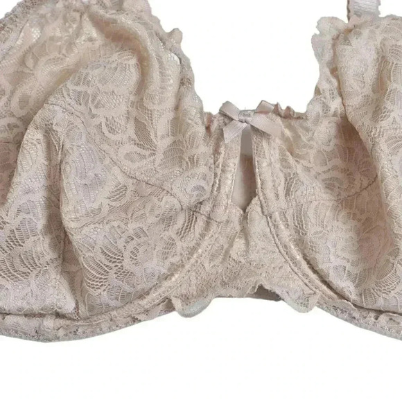 Deesse Unlined Lace Bra  Nude Cream Underwire Unpadded Size 42DD - Picture 5 of 10